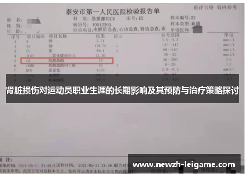 肾脏损伤对运动员职业生涯的长期影响及其预防与治疗策略探讨