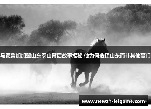 马德鲁加加盟山东泰山背后故事揭秘 他为何选择山东而非其他豪门